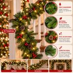Guirnalda de Pino Canadiense de PVC para Decoración Navideña de 2.7 Metros Color Verde