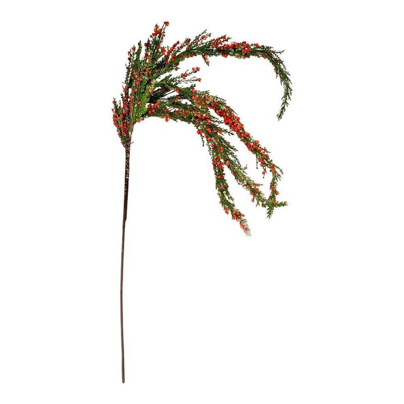 Ramo Navideño Verde con Bayas Rojas 30 x 76.2 cm