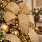 Listón Decorativo Navideño Dorado Texturizado 2.5 Plg x 9 Yd