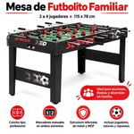 Mesa de Futbolito Familiar para 2 a 4 Jugadores 115 x 78 Cm Negro con Diseño Deportivo