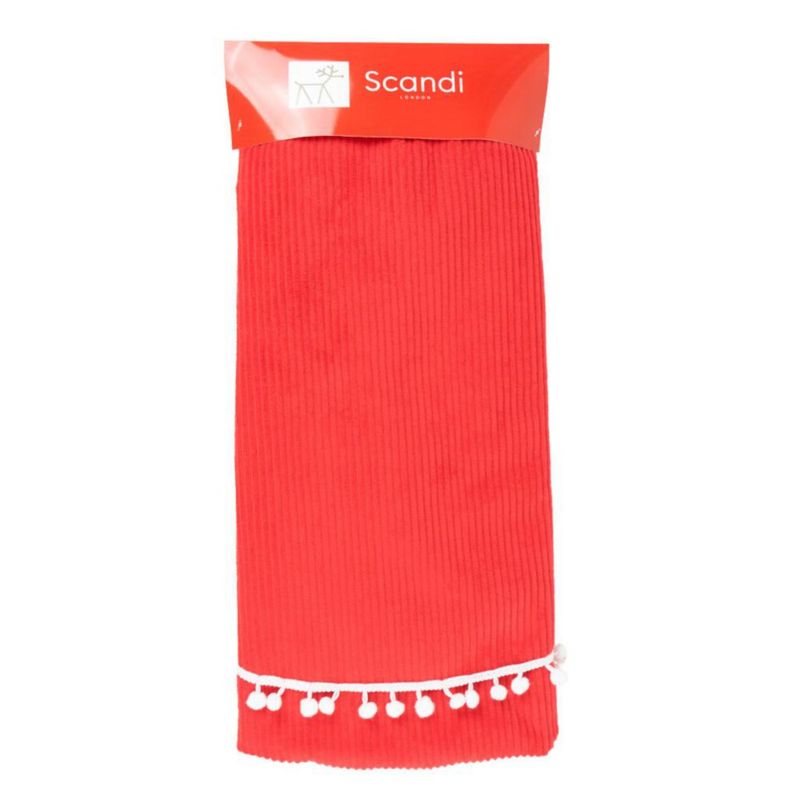 Falda para Árbol Navideño con Pompones Color Rojo 122 cm