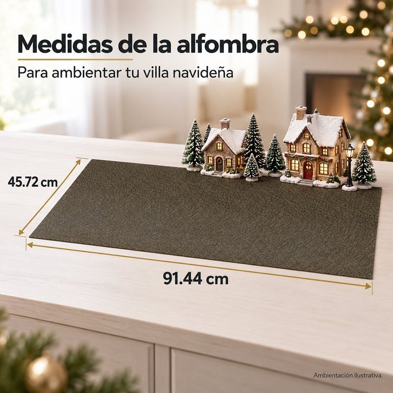 Alfombra de Plástico Flexible con Textura de Piedra para Crear Senderos en Villa Navideña Café Oscuro