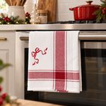 Toalla de Cocina Navideña Rojo con Moño