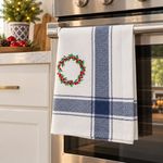 Toalla de Cocina Navideña Azul con Corona