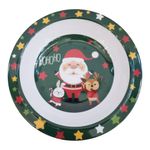 Plato Tipo Bowl Navideño Santa y Amigos Verde