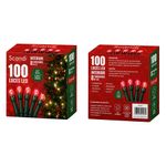 Serie de 100 Luces LED Rojas con 8 Funciones de Iluminación y Cable Verde para Árbol y Decoración Navideña de Interior