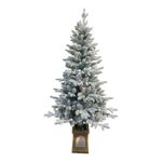Árbol de Navidad Artificial Nevado de 1.52 Metros con 8 Funciones de Luz LED Cálida y Base