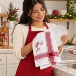 Toalla de Cocina Navideña Rojo con Moño