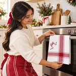 Toalla de Cocina Navideña Rojo con Moño
