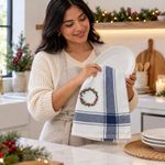 Toalla de Cocina Navideña Azul con Corona