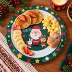 Plato Tipo Bowl Navideño Santa y Amigos Verde