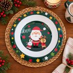 Plato Tipo Bowl Navideño Santa y Amigos Verde