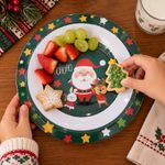 Plato Tipo Bowl Navideño Santa y Amigos Verde