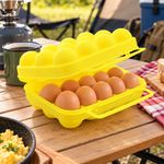 Porta Huevos de Plástico para 12 Unidades con Doble Cierre para Camping y Viajes Amarillo