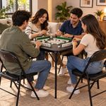 Mesa Cuadrada con 4 Sillas Plegables para Juegos de Cartas, Mahjong, Bridge u Otros Color Negro