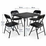 Mesa Cuadrada con 4 Sillas Plegables para Juegos de Cartas, Mahjong, Bridge u Otros Color Negro