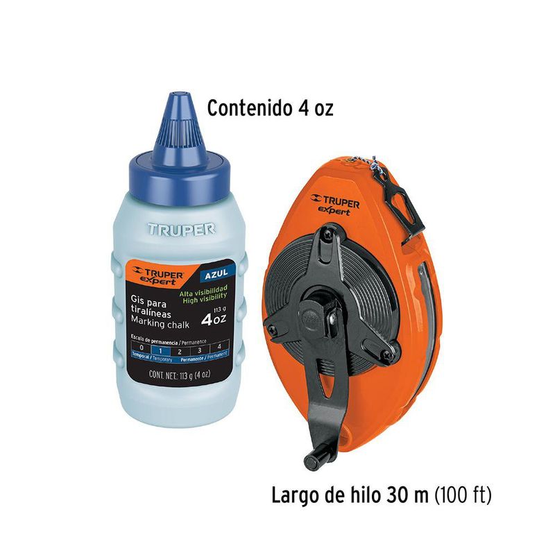Tiralíneas Metálico con Tiza Azul de 30 Metros