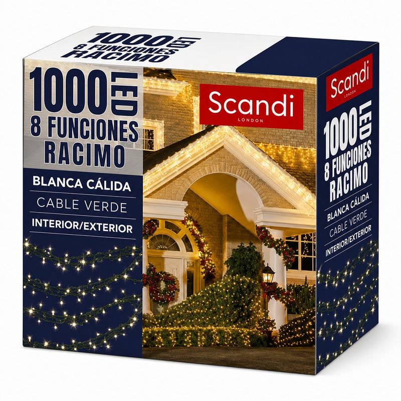 Serie Tipo Racimo LED Blanca Cálida 1000 Luces