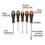 Juego de 5 Desarmadores de Acero Cromo Vanadio con Mango Comfort Grip