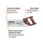 Serrucho de Costilla Truper Diamante de 12 Plg con Mango de Madera