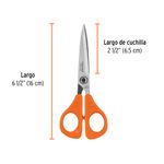 Tijera de 6-1/2 Plg para Oficina de Acero Inoxidable con Mango Naranja