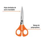 Tijera de 6-1/2 Plg para Oficina de Acero Inoxidable con Mango Naranja