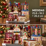 Villa Navideña Tienda de Cajas de Música Merry Music Box con Carrusel Animado, Luces y Sonido