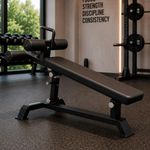 Banca Declinada para Abdominales con Inclinación Ajustable y Rodillos Acolchados para Core Negro