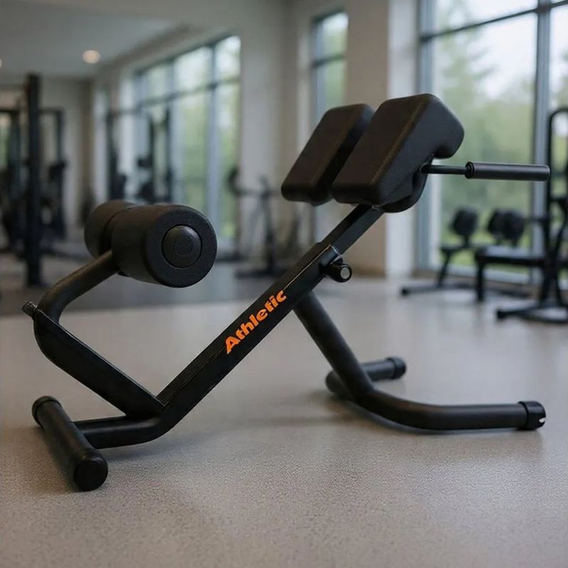 Banca Romana Ergonómica Industrial para Zona Lumbar, Glúteos y Abdomen en Gimnasio Negro