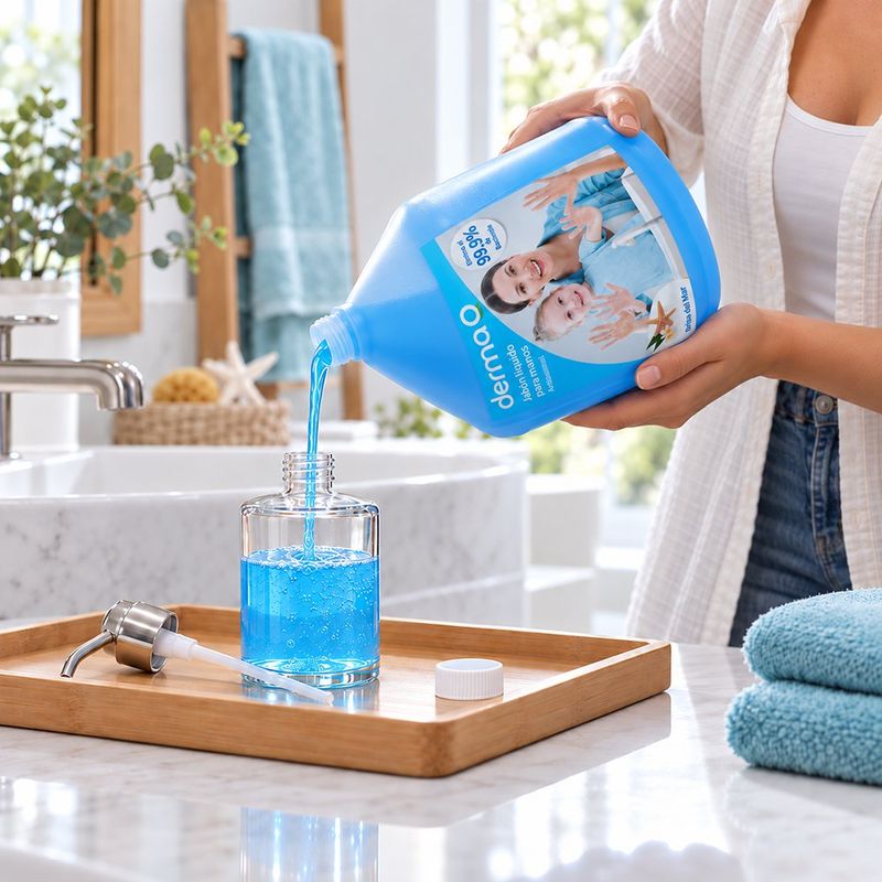 Jabón Líquido Antibacterial para Manos con Agentes Humectantes de 1 Gal Azul Aroma Brisa del Mar