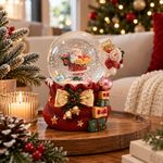 Bola de Agua Navideña con Santa, Bolsa de Regalos y Música de 10 cm