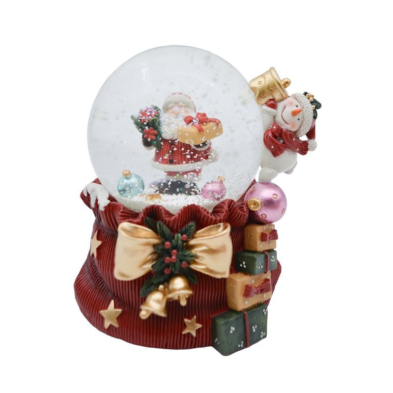 Bola de Agua Navideña con Santa, Bolsa de Regalos y Música de 10 cm