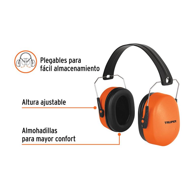 Orejeras Plegables Ajustables para Protección Auditiva de 23 dB