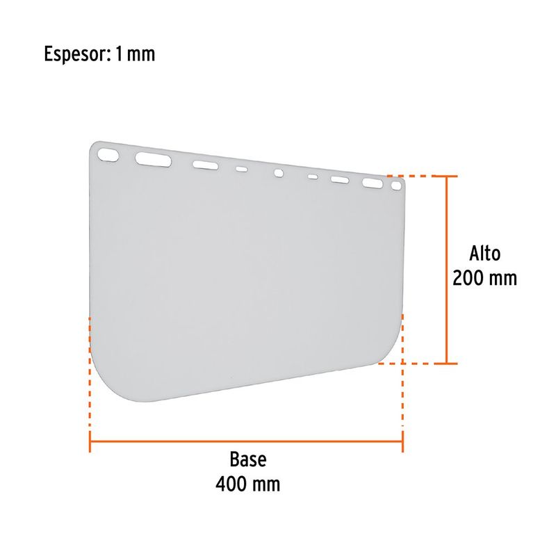 Mica de Repuesto para Protector Facial de 40 x 20 Cm