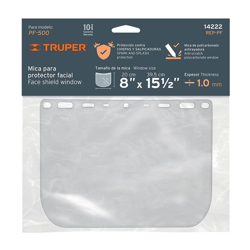 Mica de Repuesto para Protector Facial de 40 x 20 Cm