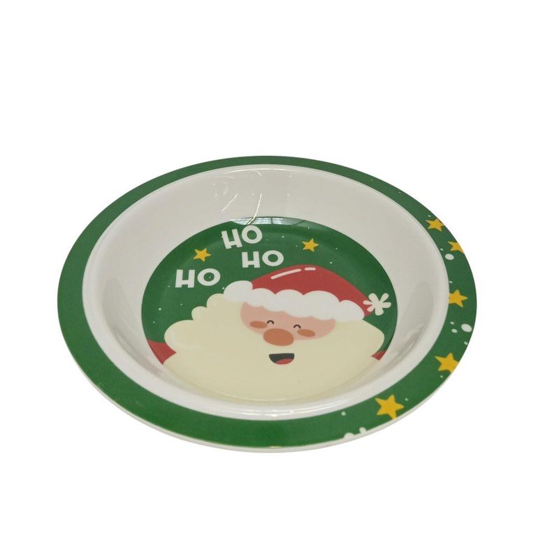 Bowl Navideño con Diseño de Santa Claus Color Verde y Blanco