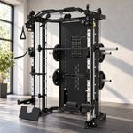 Rack de Potencia con Máquina Smith y Poleas Ajustables 3500SM con Torres de Peso Selectorizado Negro
