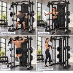 Rack de Potencia con Máquina Smith y Poleas Ajustables 3500SM con Torres de Peso Selectorizado Negro