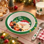 Bowl Navideño con Diseño de Santa Claus Color Verde y Blanco