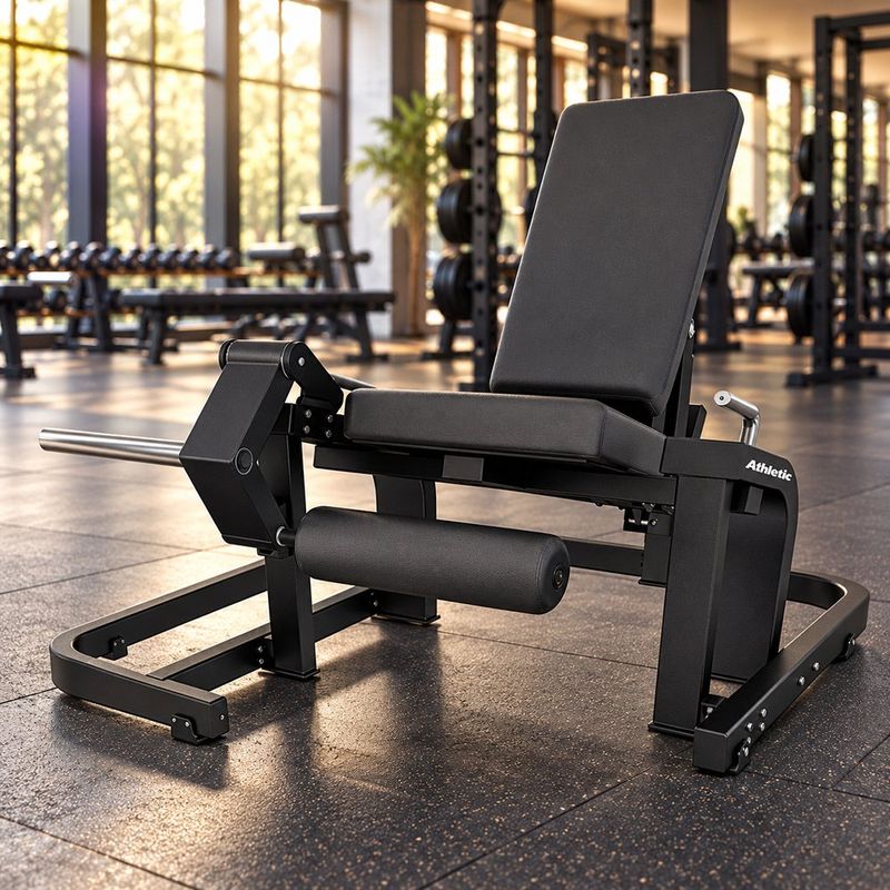 Máquina de Extensión de Cuádriceps con Asiento Ergonómico y Apoyos Ajustables para Gimnasio Negro