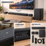 Barra de Sonido Bar 800MK2 7.1 Canales de 780 W con Subwoofer y Bocinas Desmontables Negro