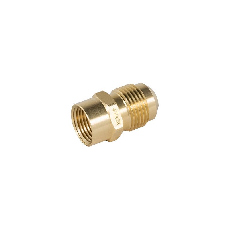 Niple Campana de Latón de 1/2 x 3/8 Plg con Rosca Flare y NPT para Gas Propano Líquido y Natural
