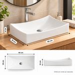 Lavamanos de Sobreponer de Cerámica con Diseño Curvo Cóncavo para Baños Modernos Color Blanco
