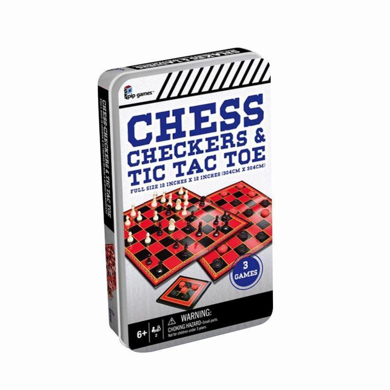 Ajedrez / Damas / Tic Tac Toe / Tin Box - Pip Games