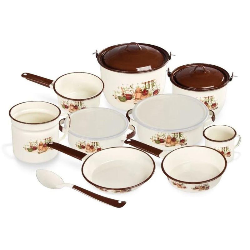 Batería De Cocina Armonía Crema Plus Decorada 14 Pzas - Cinsa