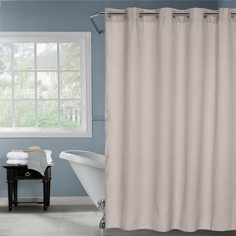 Cortina De Baño Waffle Sin Ganchos Gris 180X180 Cm - Viva