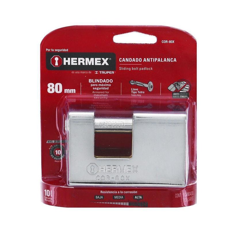 Candado Antipalanca 80 Mm Llave Tetra
