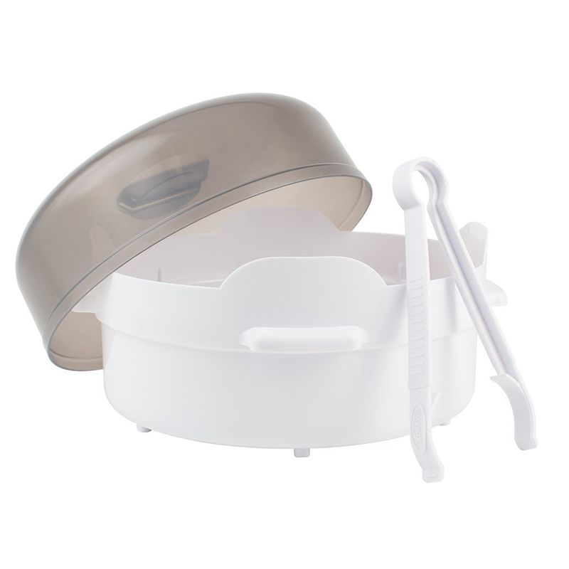 Esterilizador para Microondas Hasta 4 Biberones con Pinza Antibacteriana Color Blanco