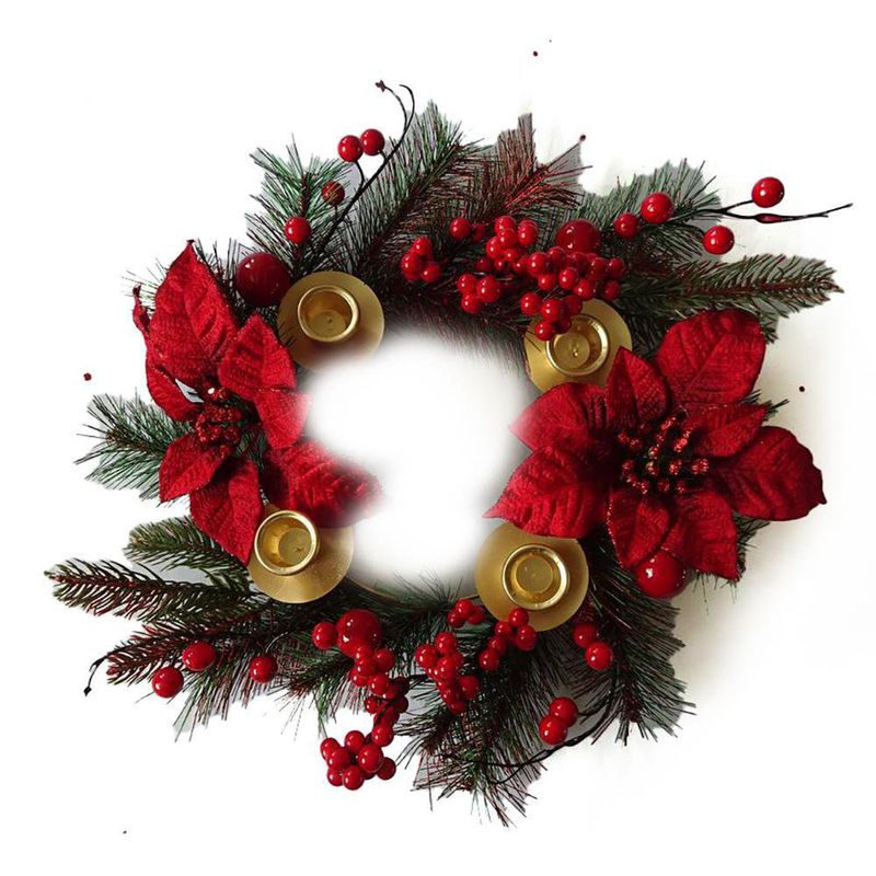 Corona De Adviento 4 Velas Y Pascuas Rojas 35 Cm - Scandi