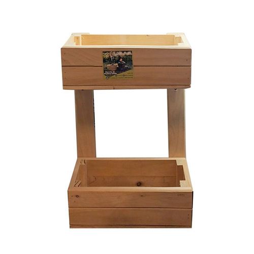 Maceta de 2 Niveles Madera Natural 42x27 Cm - La Cuya